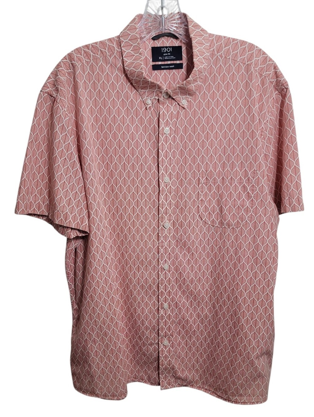 1901 fairview wash men's short sleeve button down leaf print shirt  size XL